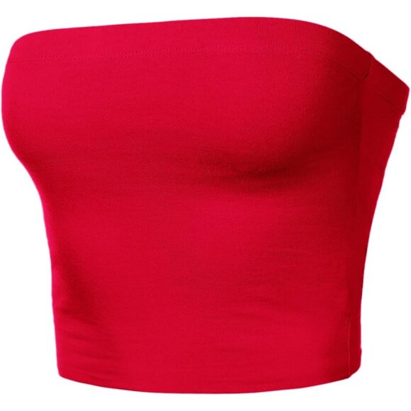 Tops - Women Cotton Crop Top Sleeveless Bandeau Backless Double Support Casual